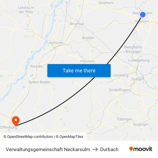 Verwaltungsgemeinschaft Neckarsulm to Durbach map