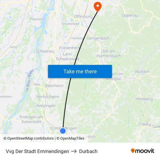 Vvg Der Stadt Emmendingen to Durbach map