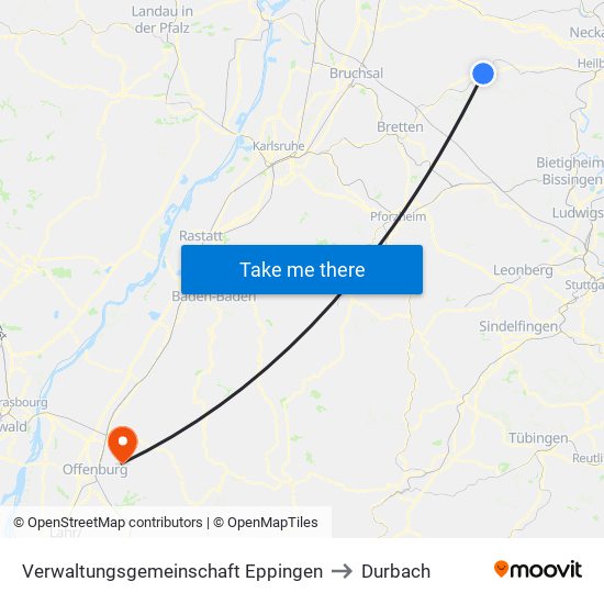 Verwaltungsgemeinschaft Eppingen to Durbach map