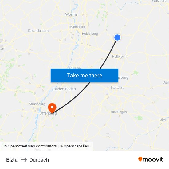 Elztal to Durbach map