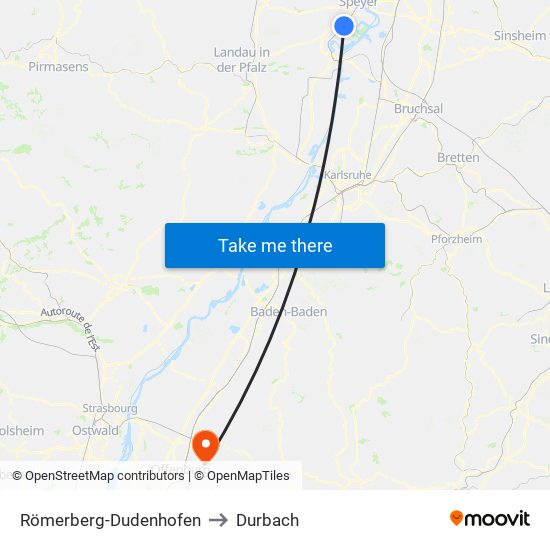 Römerberg-Dudenhofen to Durbach map