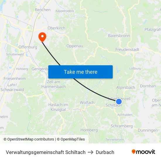 Verwaltungsgemeinschaft Schiltach to Durbach map