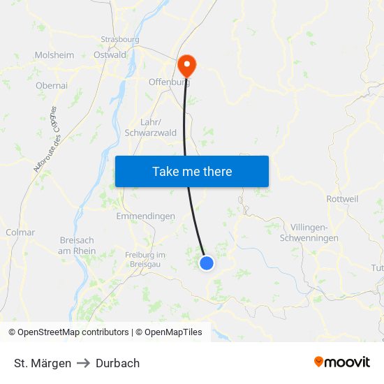 St. Märgen to Durbach map