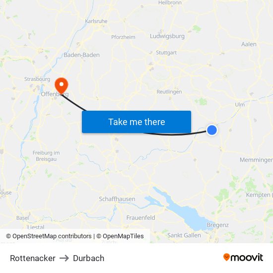 Rottenacker to Durbach map