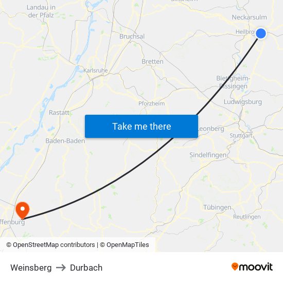 Weinsberg to Durbach map