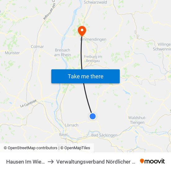 Hausen Im Wiesental to Verwaltungsverband Nördlicher Kaiserstuhl map