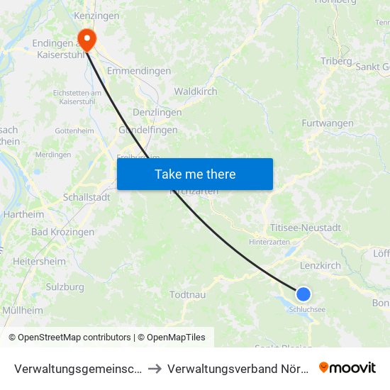 Verwaltungsgemeinschaft Schluchsee to Verwaltungsverband Nördlicher Kaiserstuhl map