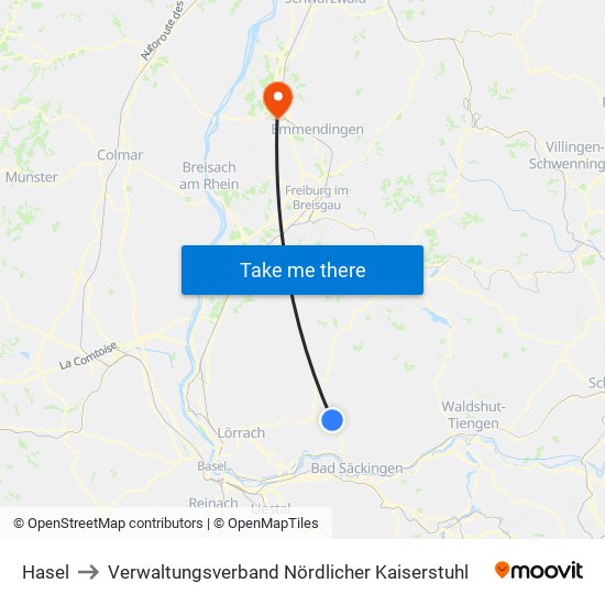 Hasel to Verwaltungsverband Nördlicher Kaiserstuhl map