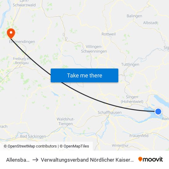 Allensbach to Verwaltungsverband Nördlicher Kaiserstuhl map