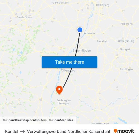 Kandel to Verwaltungsverband Nördlicher Kaiserstuhl map