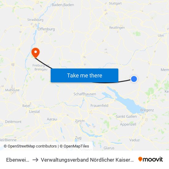Ebenweiler to Verwaltungsverband Nördlicher Kaiserstuhl map