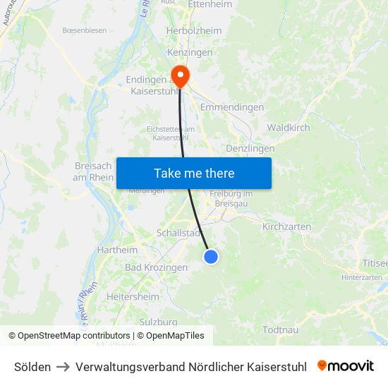 Sölden to Verwaltungsverband Nördlicher Kaiserstuhl map