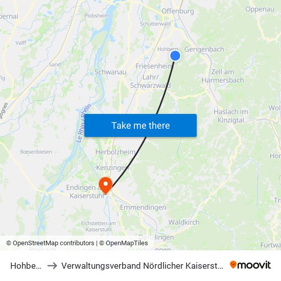 Hohberg to Verwaltungsverband Nördlicher Kaiserstuhl map