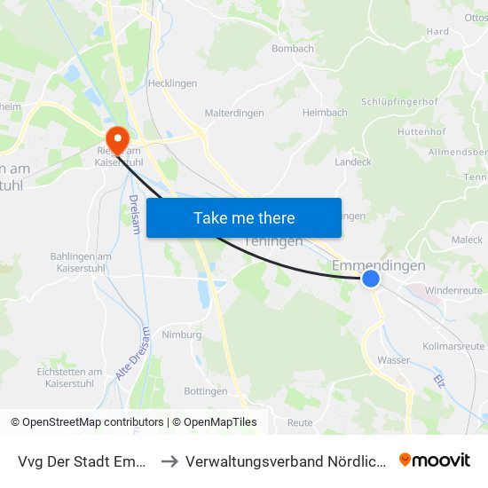 Vvg Der Stadt Emmendingen to Verwaltungsverband Nördlicher Kaiserstuhl map