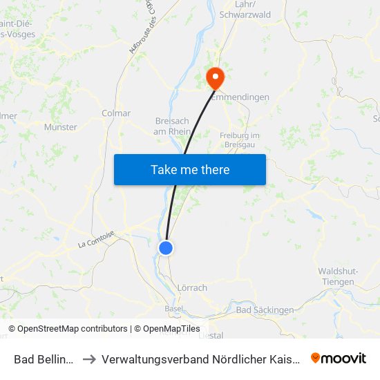 Bad Bellingen to Verwaltungsverband Nördlicher Kaiserstuhl map