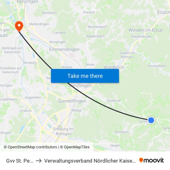 Gvv St. Peter to Verwaltungsverband Nördlicher Kaiserstuhl map