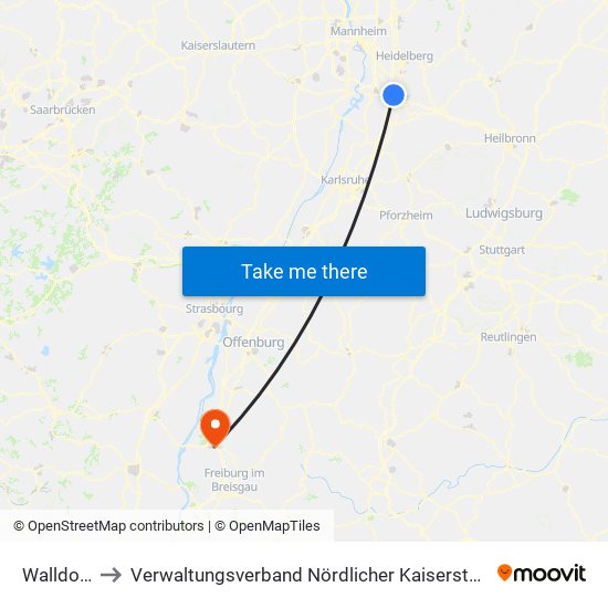 Walldorf to Verwaltungsverband Nördlicher Kaiserstuhl map