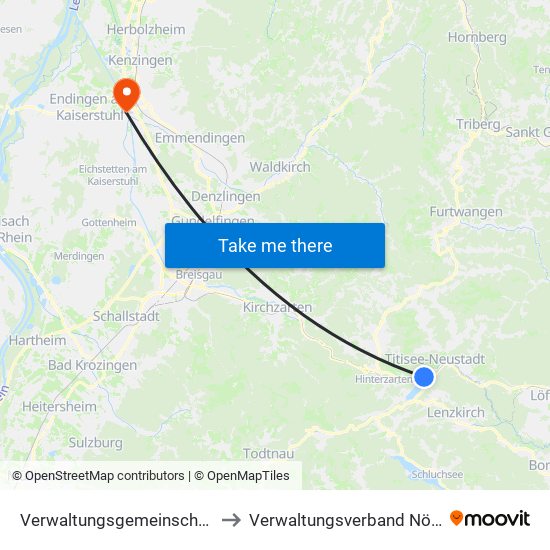 Verwaltungsgemeinschaft Titisee-Neustadt to Verwaltungsverband Nördlicher Kaiserstuhl map