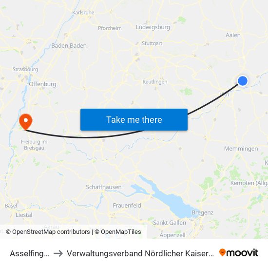 Asselfingen to Verwaltungsverband Nördlicher Kaiserstuhl map