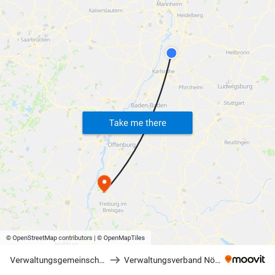 Verwaltungsgemeinschaft Graben-Neudorf to Verwaltungsverband Nördlicher Kaiserstuhl map