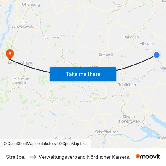 Straßberg to Verwaltungsverband Nördlicher Kaiserstuhl map