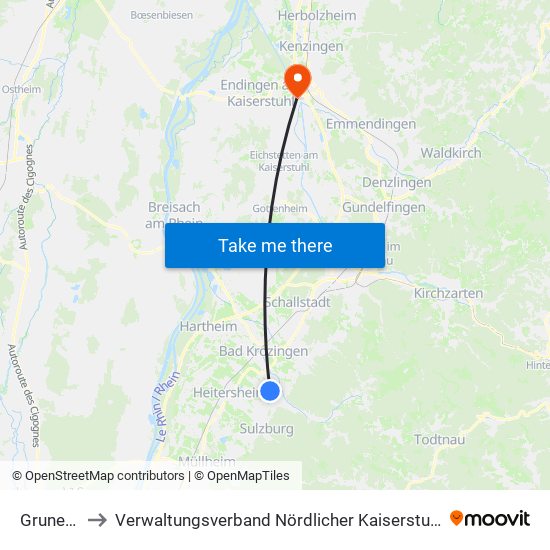 Grunern to Verwaltungsverband Nördlicher Kaiserstuhl map
