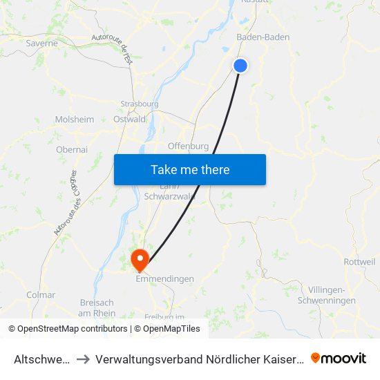 Altschweier to Verwaltungsverband Nördlicher Kaiserstuhl map