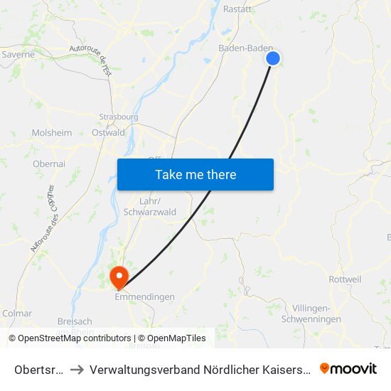 Obertsrot to Verwaltungsverband Nördlicher Kaiserstuhl map