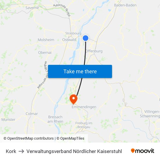 Kork to Verwaltungsverband Nördlicher Kaiserstuhl map