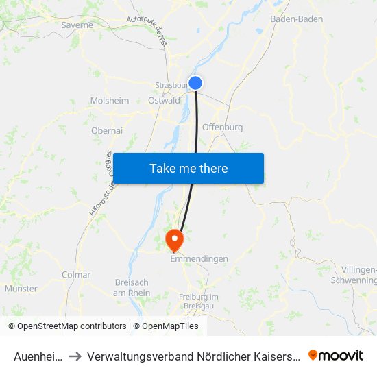 Auenheim to Verwaltungsverband Nördlicher Kaiserstuhl map