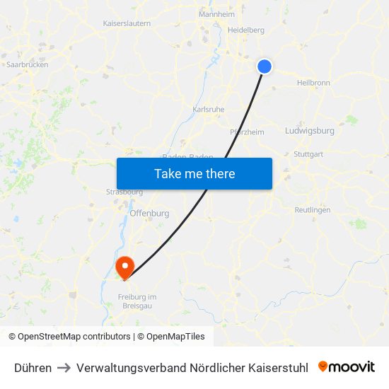 Dühren to Verwaltungsverband Nördlicher Kaiserstuhl map