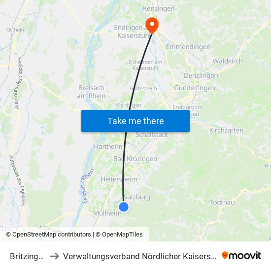 Britzingen to Verwaltungsverband Nördlicher Kaiserstuhl map