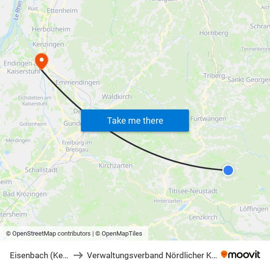 Eisenbach (Kernort) to Verwaltungsverband Nördlicher Kaiserstuhl map