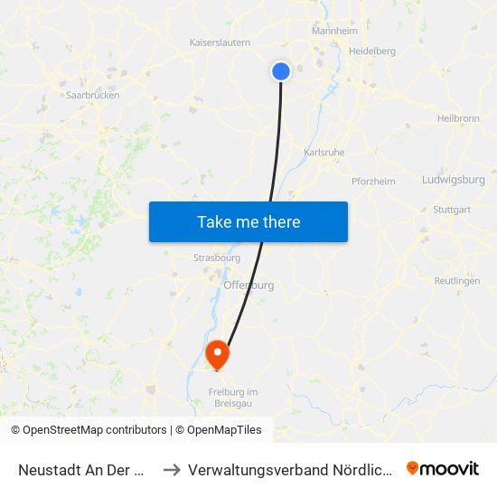 Neustadt An Der Weinstraße to Verwaltungsverband Nördlicher Kaiserstuhl map