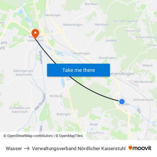 Wasser to Verwaltungsverband Nördlicher Kaiserstuhl map
