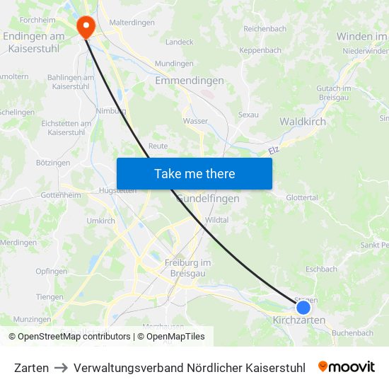 Zarten to Verwaltungsverband Nördlicher Kaiserstuhl map