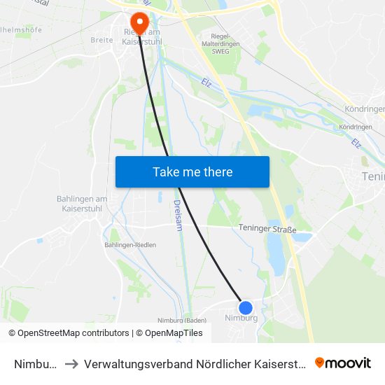 Nimburg to Verwaltungsverband Nördlicher Kaiserstuhl map