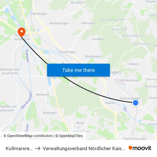 Kollmarsreute to Verwaltungsverband Nördlicher Kaiserstuhl map