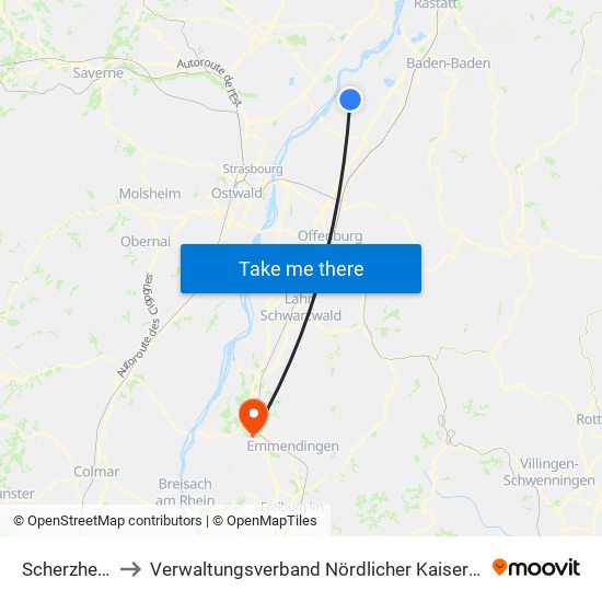 Scherzheim to Verwaltungsverband Nördlicher Kaiserstuhl map