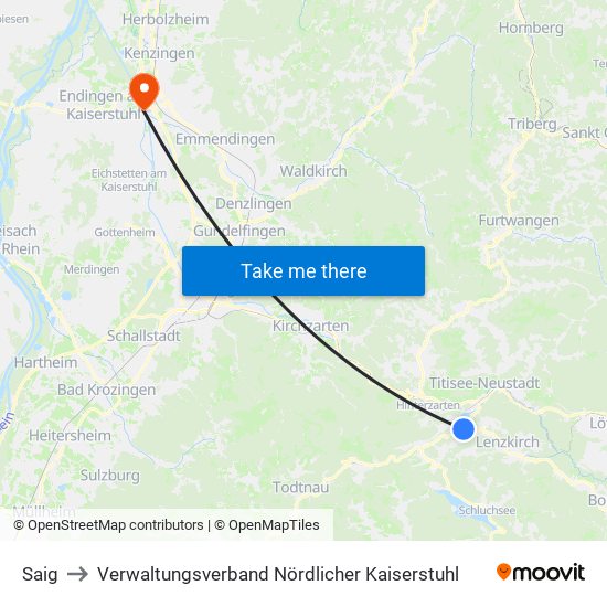 Saig to Verwaltungsverband Nördlicher Kaiserstuhl map