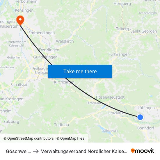 Göschweiler to Verwaltungsverband Nördlicher Kaiserstuhl map