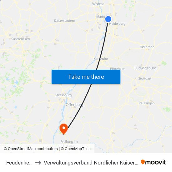 Feudenheim to Verwaltungsverband Nördlicher Kaiserstuhl map