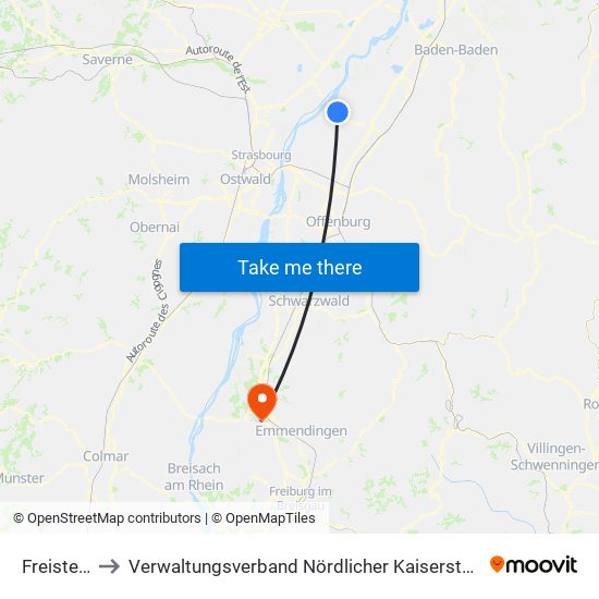 Freistett to Verwaltungsverband Nördlicher Kaiserstuhl map