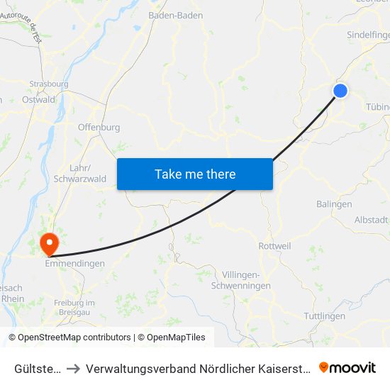 Gültstein to Verwaltungsverband Nördlicher Kaiserstuhl map