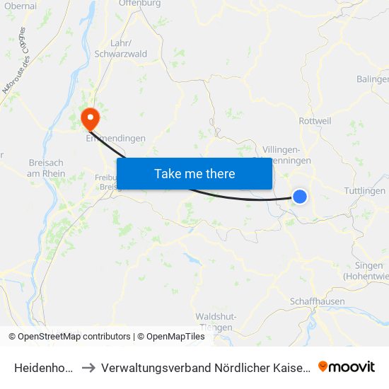 Heidenhofen to Verwaltungsverband Nördlicher Kaiserstuhl map