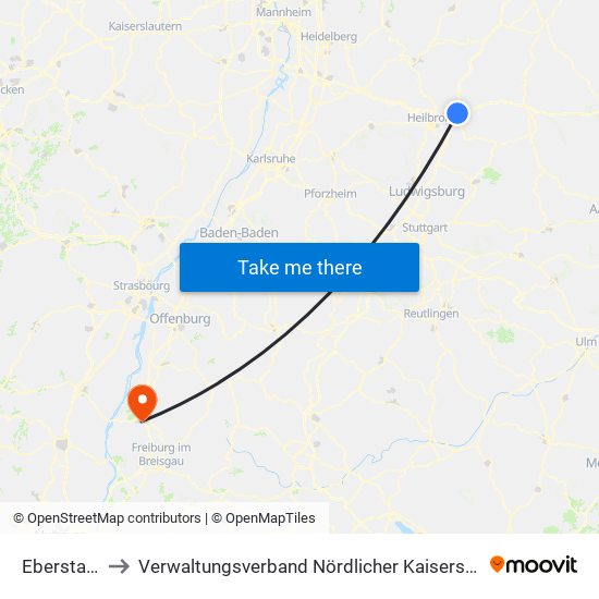 Eberstadt to Verwaltungsverband Nördlicher Kaiserstuhl map