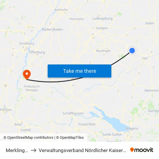 Merklingen to Verwaltungsverband Nördlicher Kaiserstuhl map