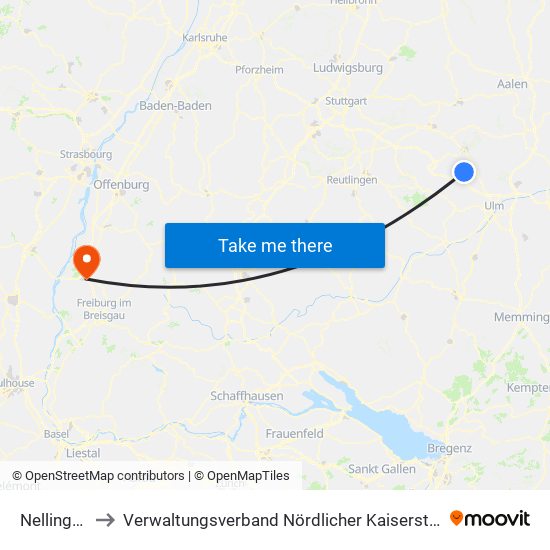 Nellingen to Verwaltungsverband Nördlicher Kaiserstuhl map