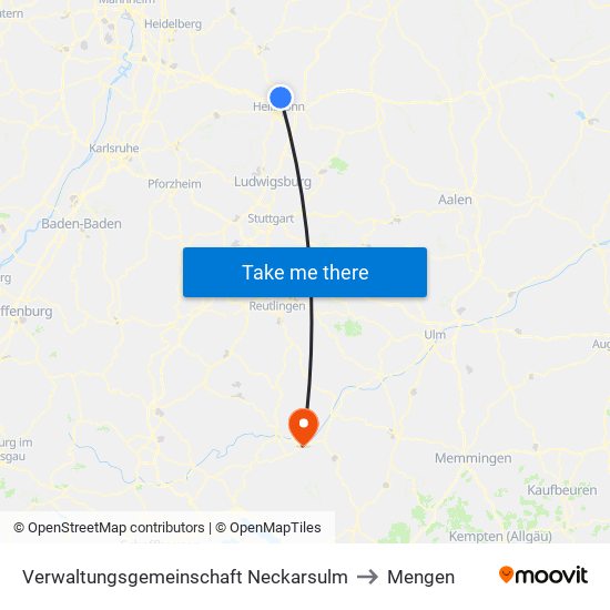 Verwaltungsgemeinschaft Neckarsulm to Mengen map