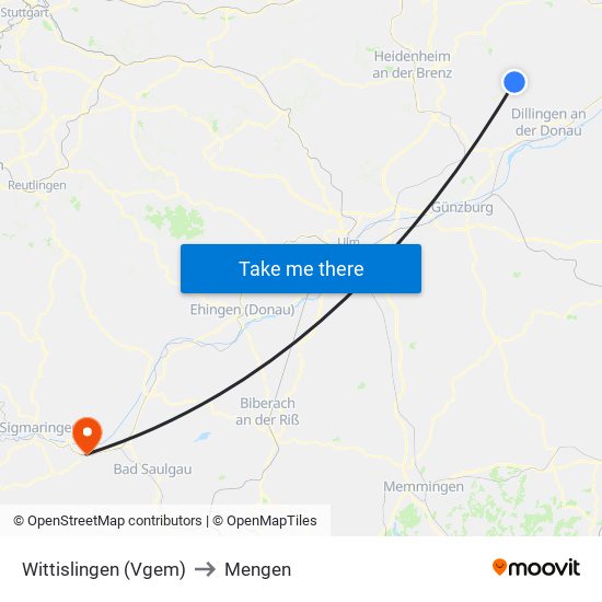 Wittislingen (Vgem) to Mengen map